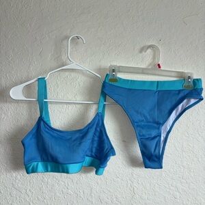 2 piece blue bathing suit